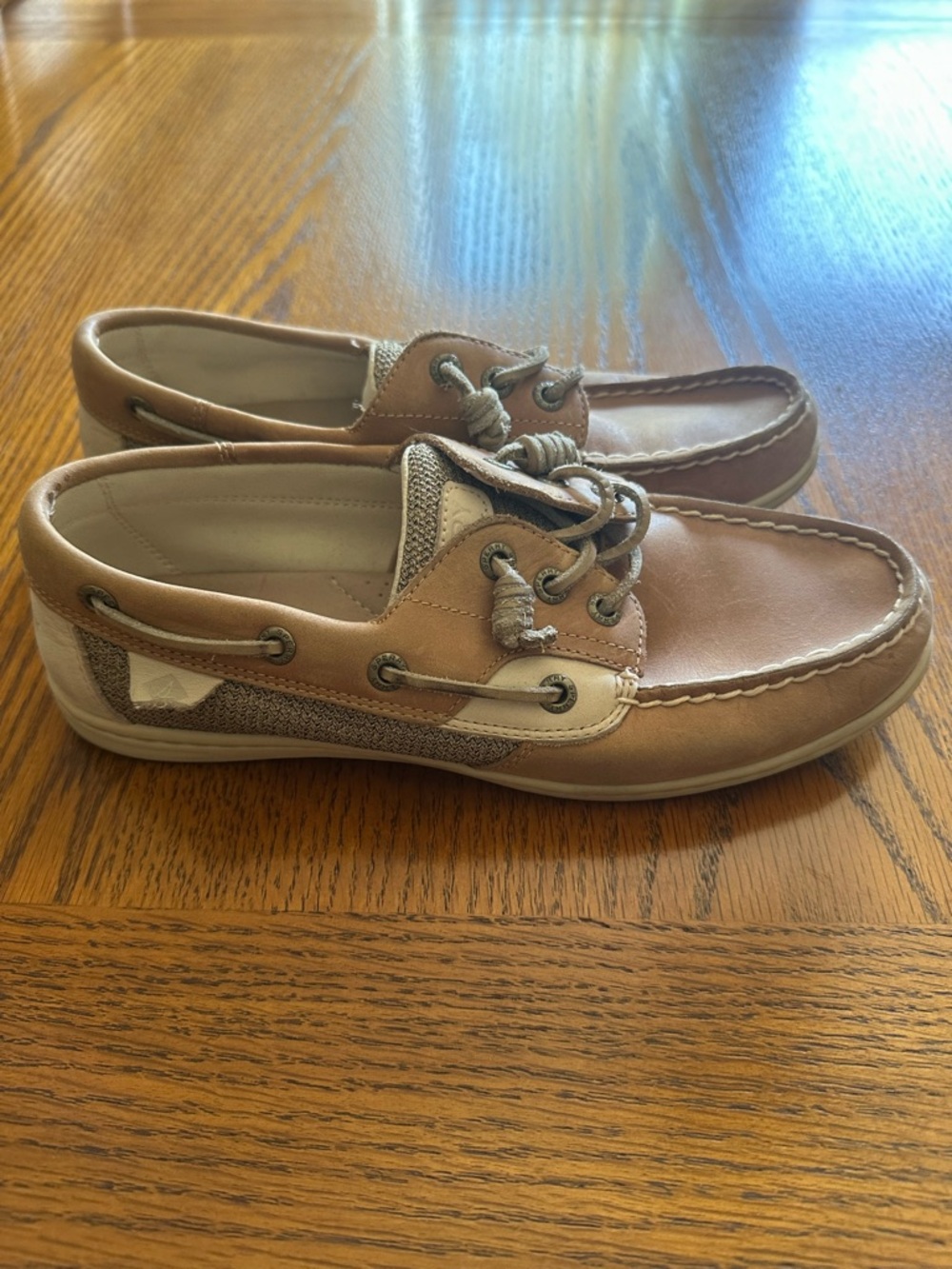 Sperry Tan and Beige Canvas & Leather Boat Shoes Women’s Size 7.5 - Picture 4 of 8